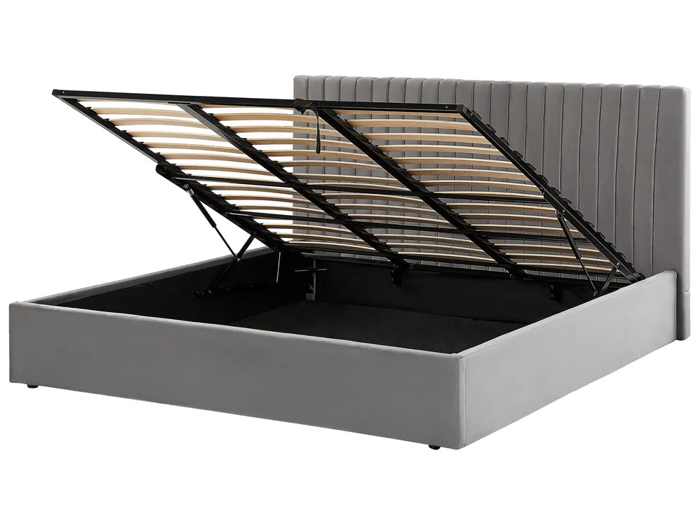 Ottoman Bed Velvet 180 x 200 cm (EU Super King) Grey Kitty