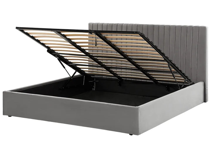 Ottoman Bed Velvet 180 x 200 cm (EU Super King) Grey Kitty