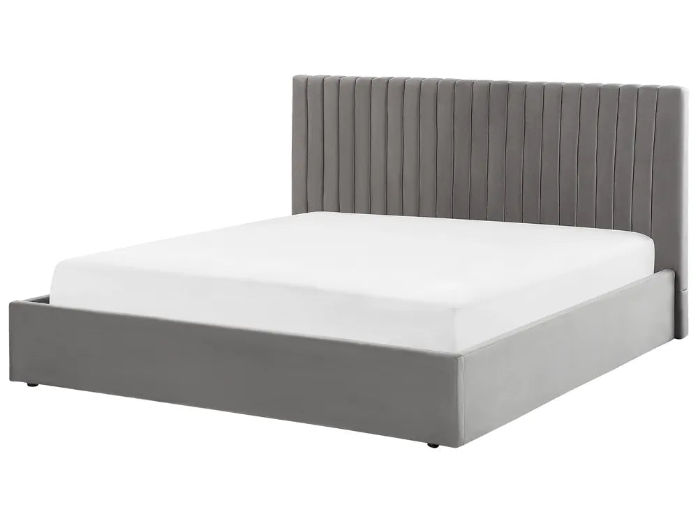 Ottoman Bed Velvet 180 x 200 cm (EU Super King) Grey Kitty