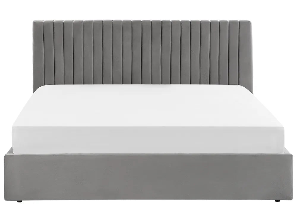 Ottoman Bed Velvet 180 x 200 cm (EU Super King) Grey Kitty