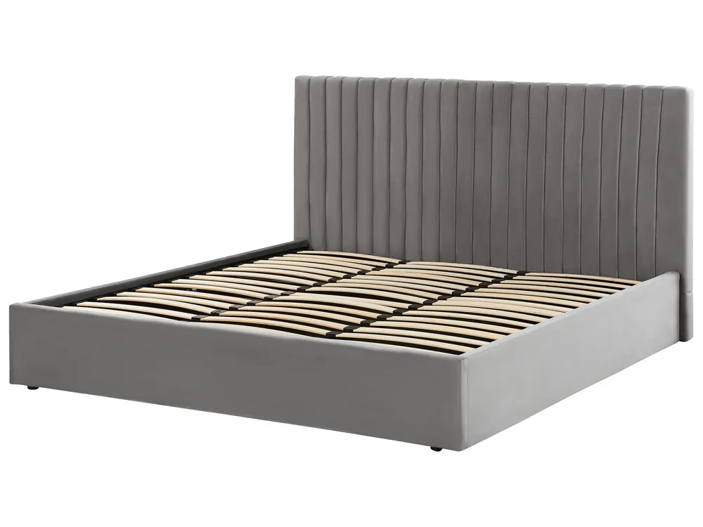 Ottoman Bed Velvet 180 x 200 cm (EU Super King) Grey Kitty