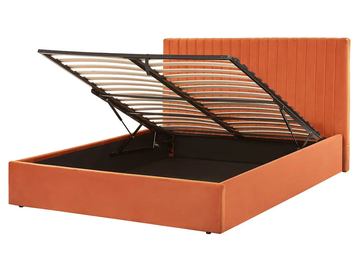 Ottoman Bed Velvet 160 x 200 cm (EU King Size) Orange Kitty