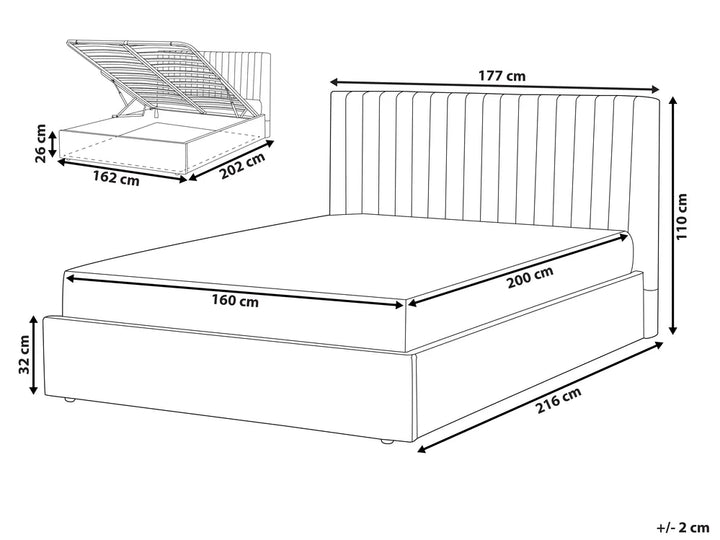 Ottoman Bed Velvet 160 x 200 cm (EU King Size) Orange Kitty