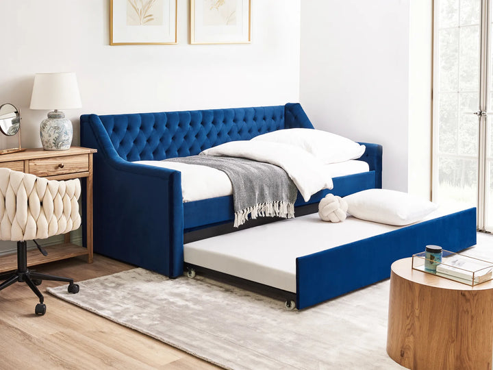 Trundle Bed Velvet Thomson 90 x 200 cm (EU Single) Navy Blue