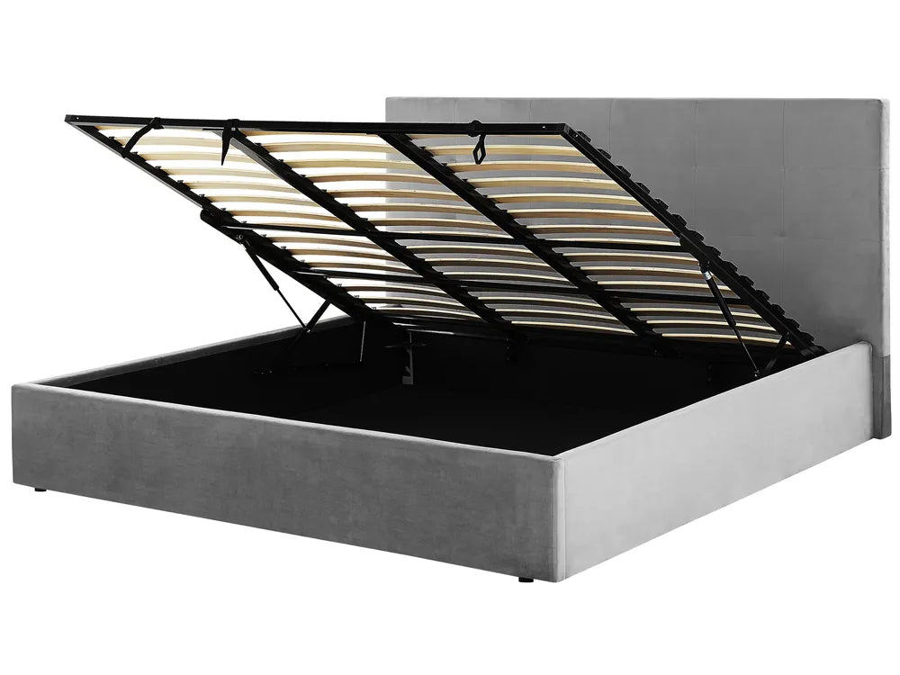 Ottoman Bed Velvet 180 x 200 cm (EU Super King) Light Grey Myrtle