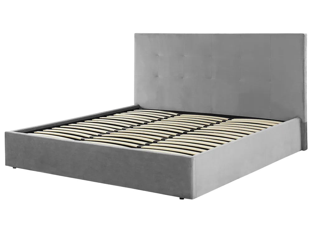Ottoman Bed Velvet 180 x 200 cm (EU Super King) Light Grey Myrtle