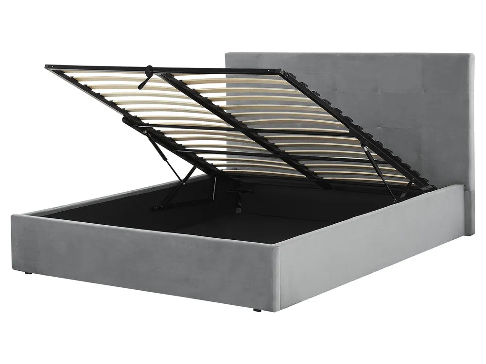 Ottoman Bed Velvet 160 x 200 cm (EU King Size) Light Grey Myrtle