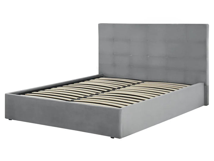 Ottoman Bed Velvet 160 x 200 cm (EU King Size) Light Grey Myrtle
