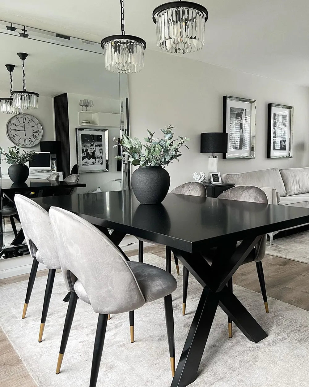 Set of 2 Dining Chairs Velvet Grey Xera