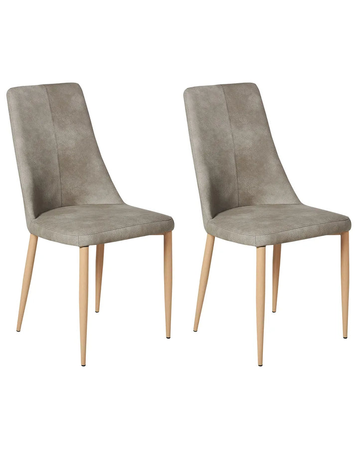 Set of 2 Dining Chairs Faux Leather Light Grey James