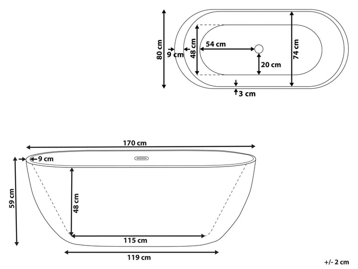 Freestanding Bath 1700 x 800 mm Green Nevis