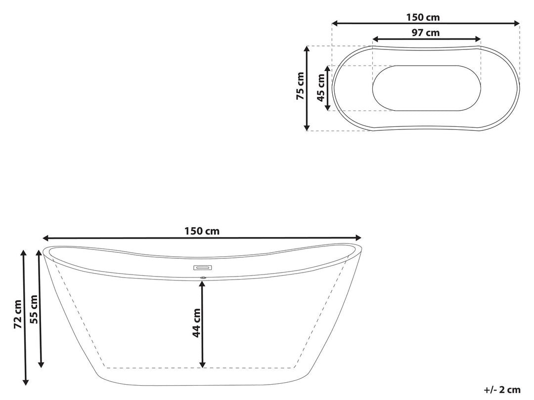 Freestanding Bath 1500 x 750 mm  Red Antigua