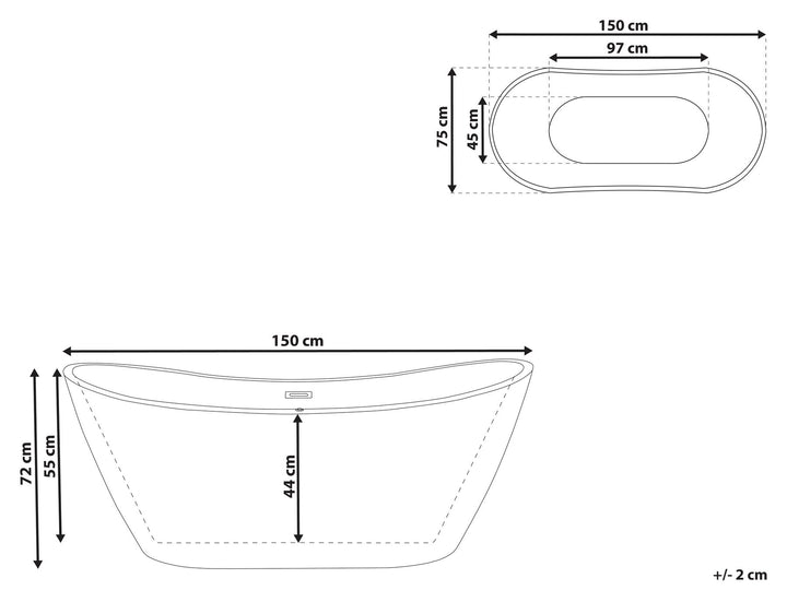 Freestanding Bath 1500 x 750 mm  Red Antigua