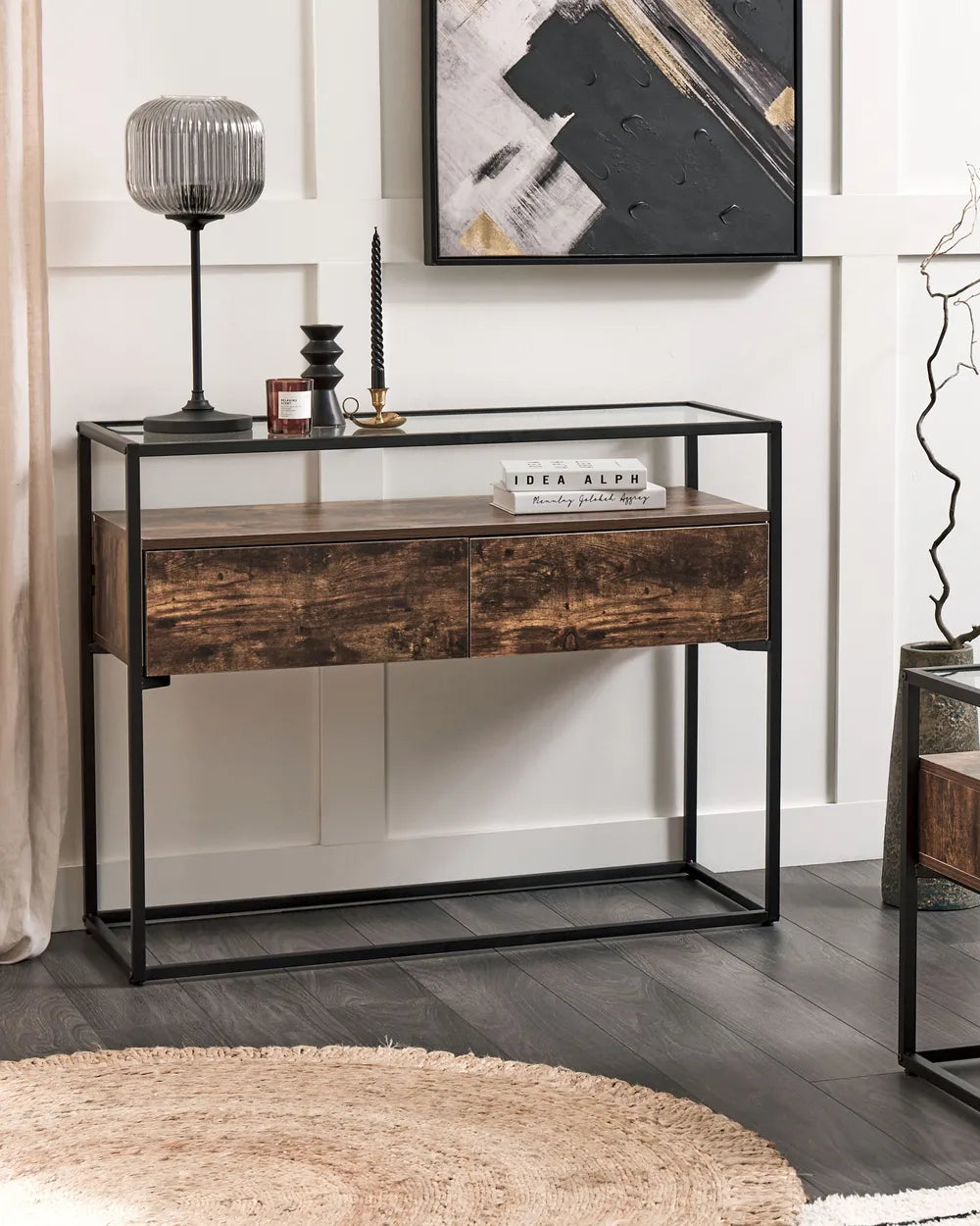 Console Table Dark Brown Stable Mechanism Yantro
