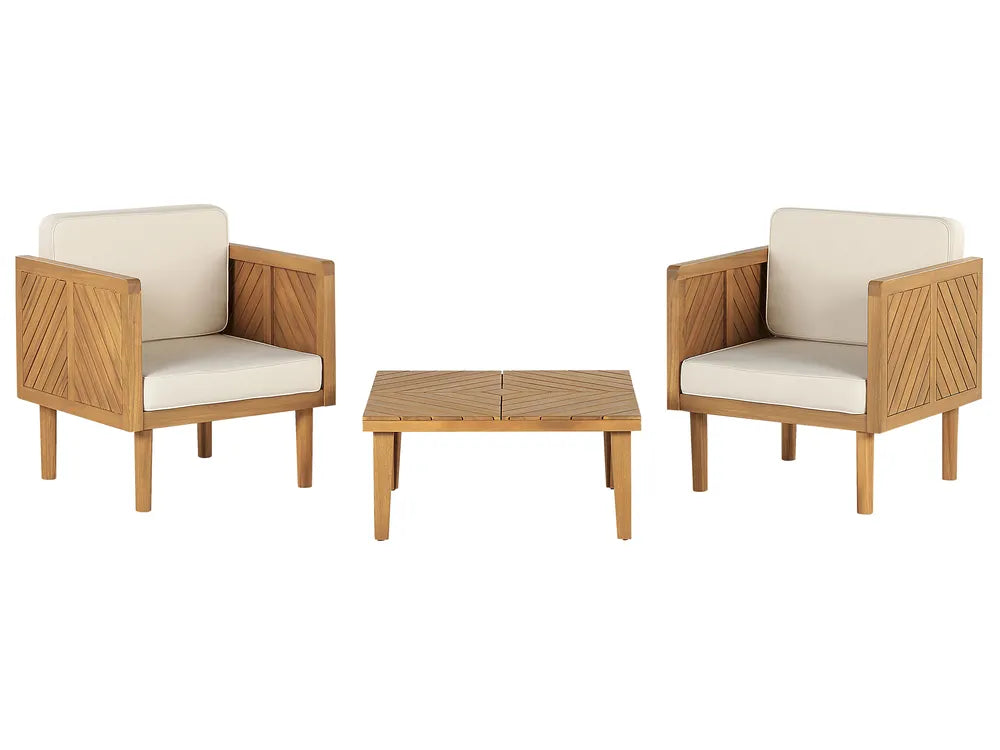 Bistro Set with Cushion Acacia Wood Brown Lea