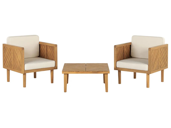 Bistro Set with Cushion Acacia Wood Brown Lea