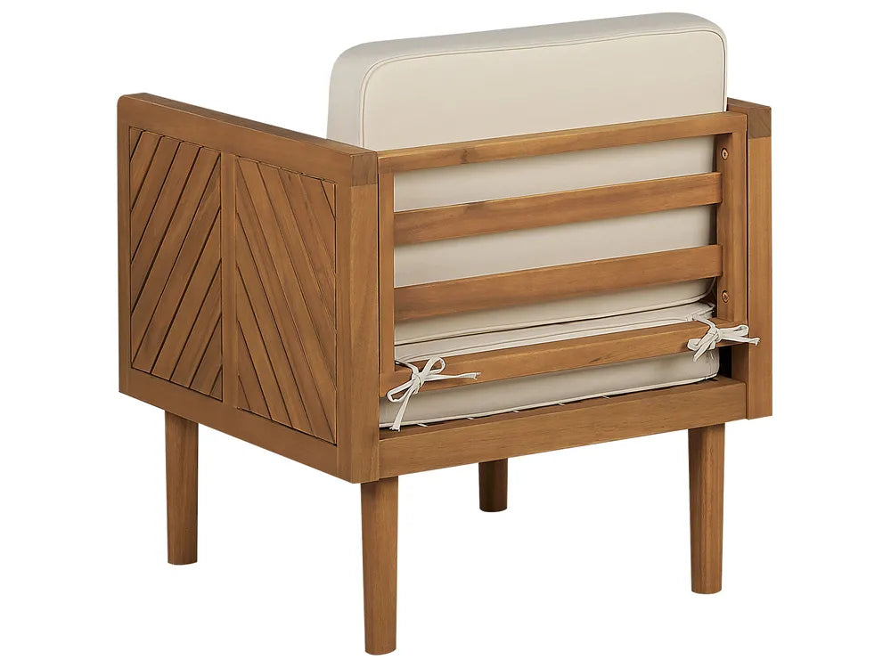 Bistro Set with Cushion Acacia Wood Brown Lea