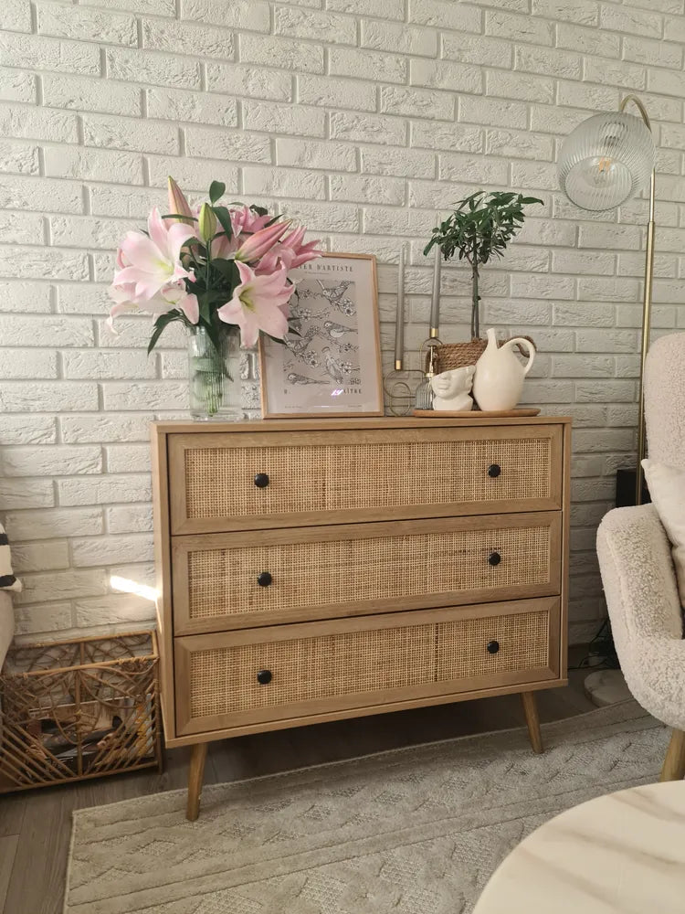 3 Drawer Chest Light Brown Functional and Capacious Ravello