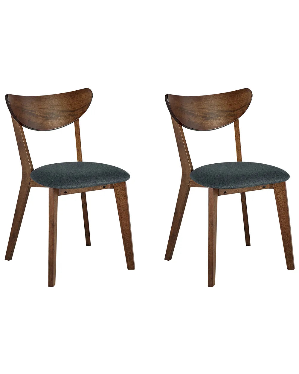 Set of 2 Dining Chairs Wood Dark Brown/ Grey Kaula