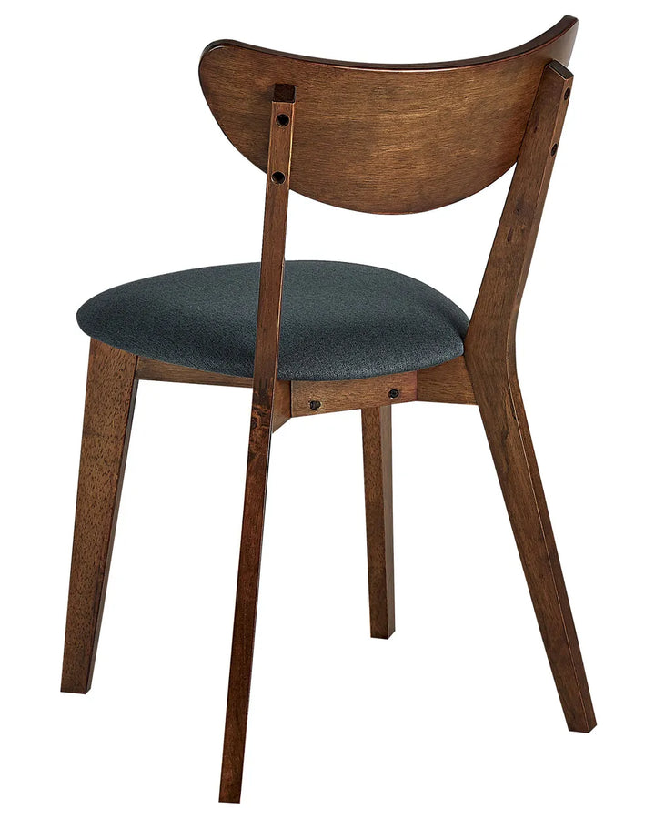 Set of 2 Dining Chairs Wood Dark Brown/ Grey Kaula
