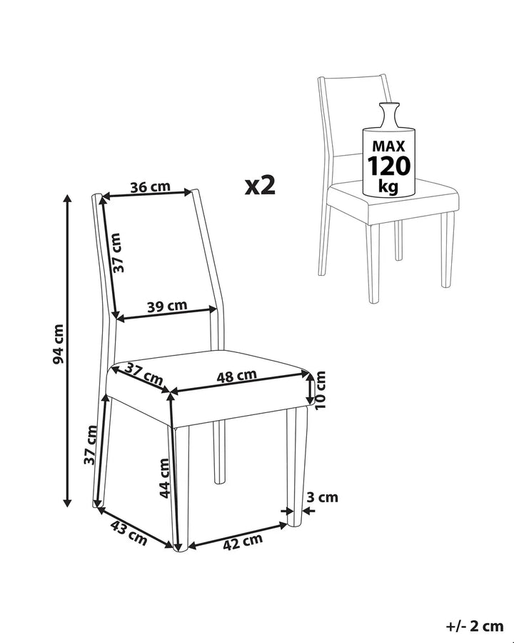 Set of 2 Dining Chairs Wood Grey Zee