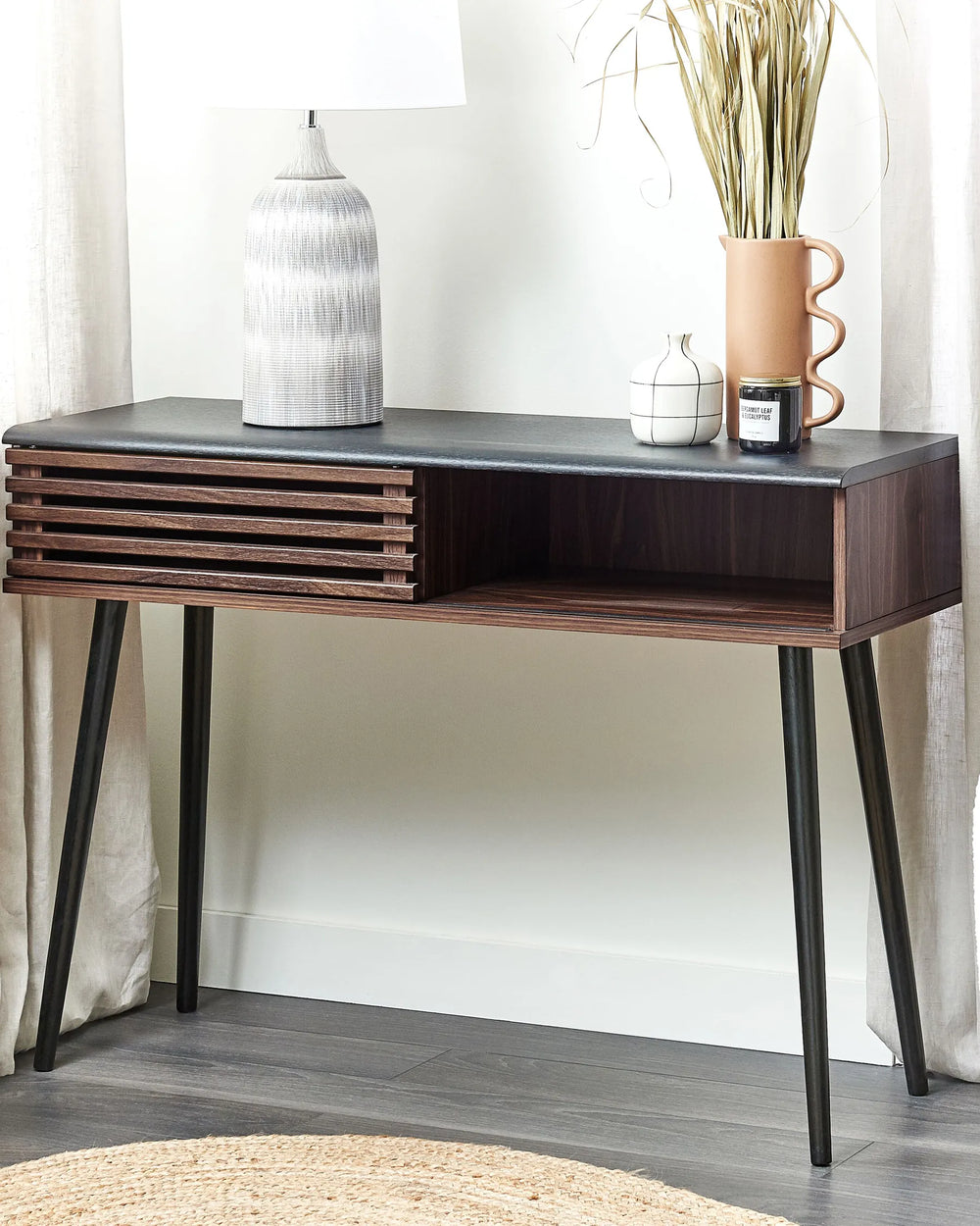 Console Table Dark Retro Style Brown