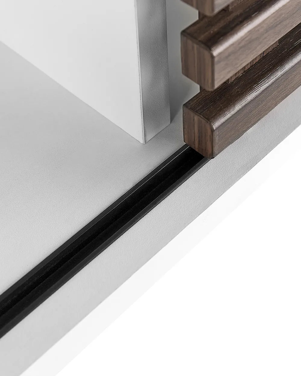 Console Table White Stylish Slatted Sliding Doors Xovira