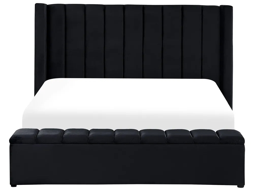 Bed with Storage Bench Velvet 180 x 200 cm (EU Super King) Black Angel