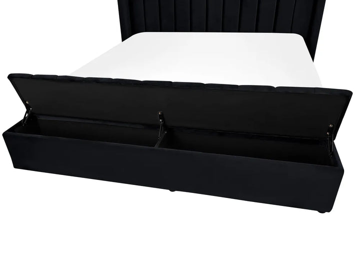 Bed with Storage Bench Velvet 180 x 200 cm (EU Super King) Black Angel