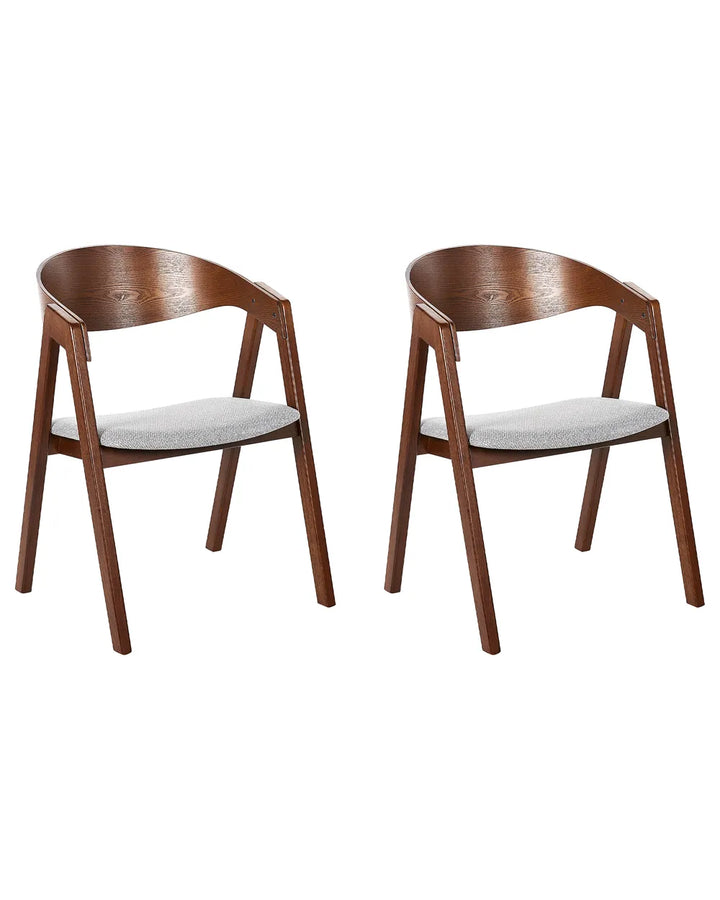 Set of 2 Dining Chairs Wood Light Grey Bill