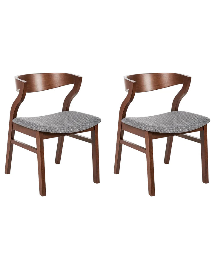 Set of 2 Dining Chairs Wood Light Grey Bea
