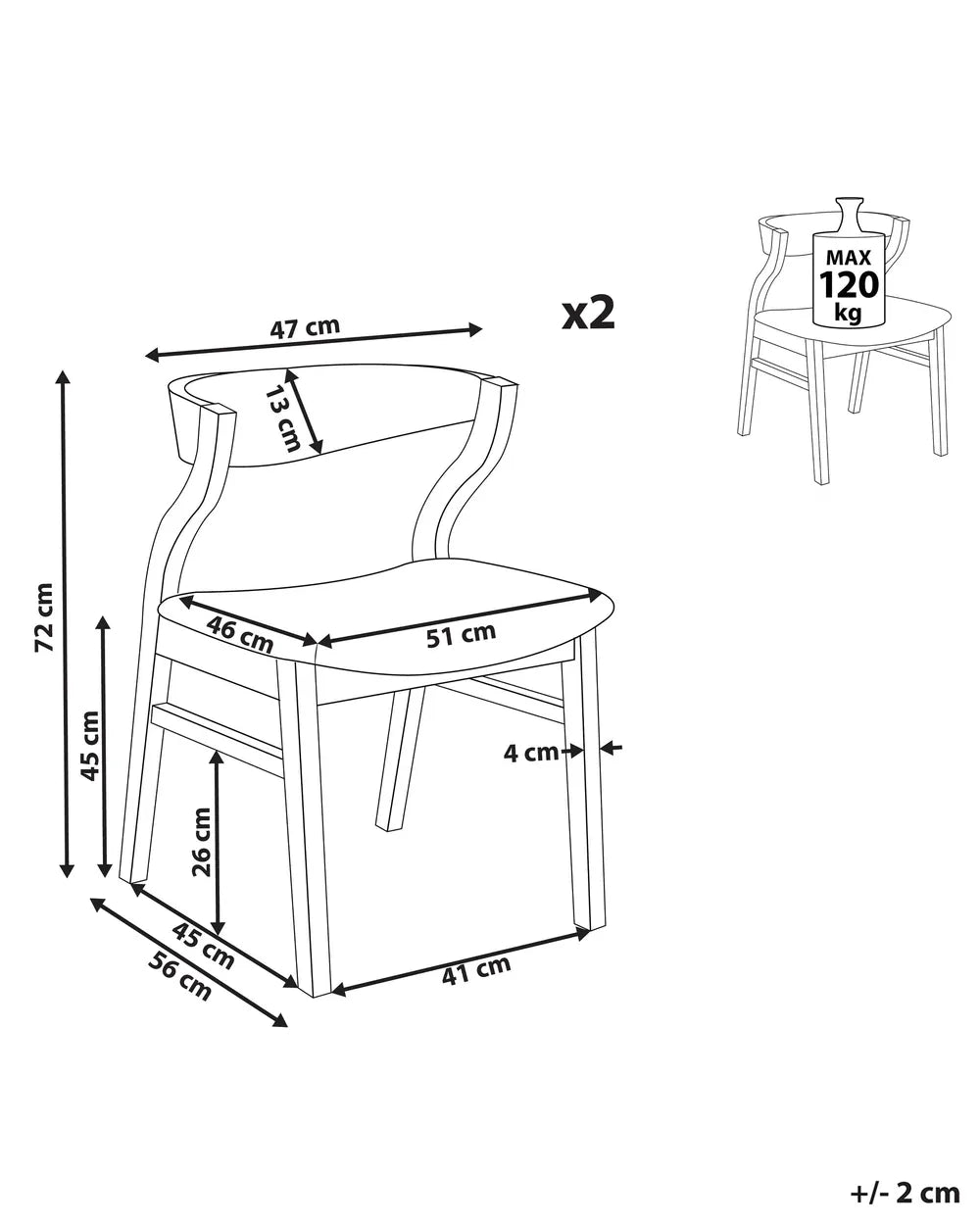 Set of 2 Dining Chairs Wood Light Grey Bea