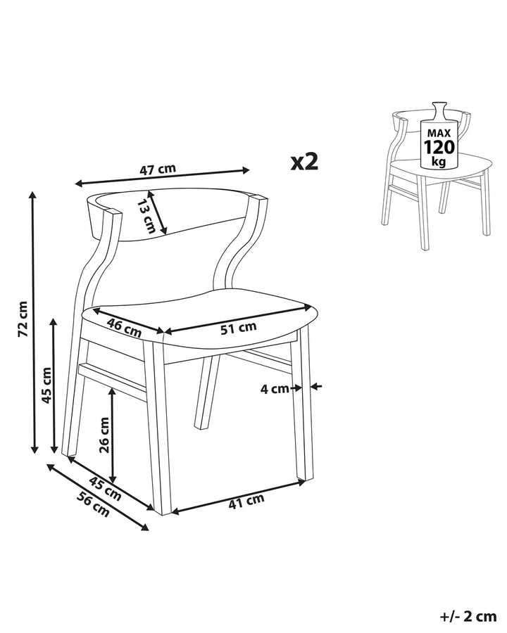Set of 2 Dining Chairs Wood Light Grey Bea