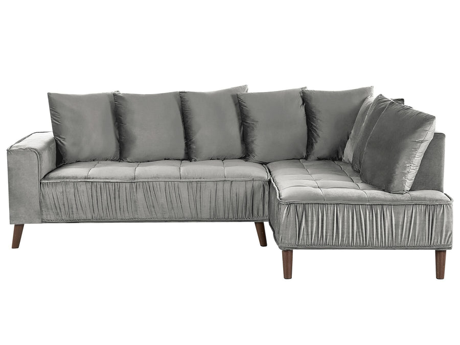 Grena Left Hand Velvet Corner Sofa Grey