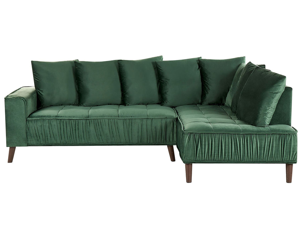 Grena Left Hand Velvet Corner Sofa Green
