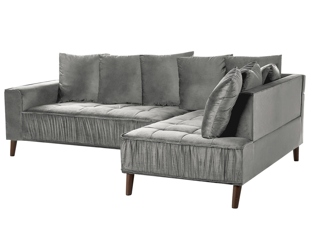 Grena Left Hand Velvet Corner Sofa Grey