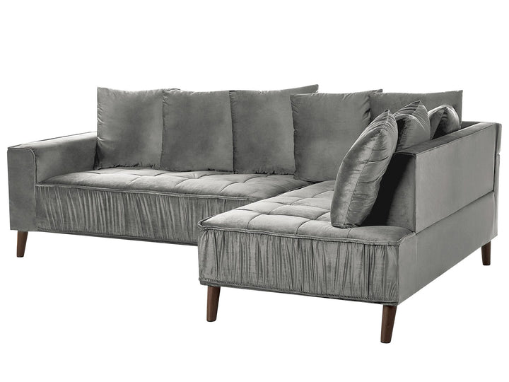 Grena Left Hand Velvet Corner Sofa Grey