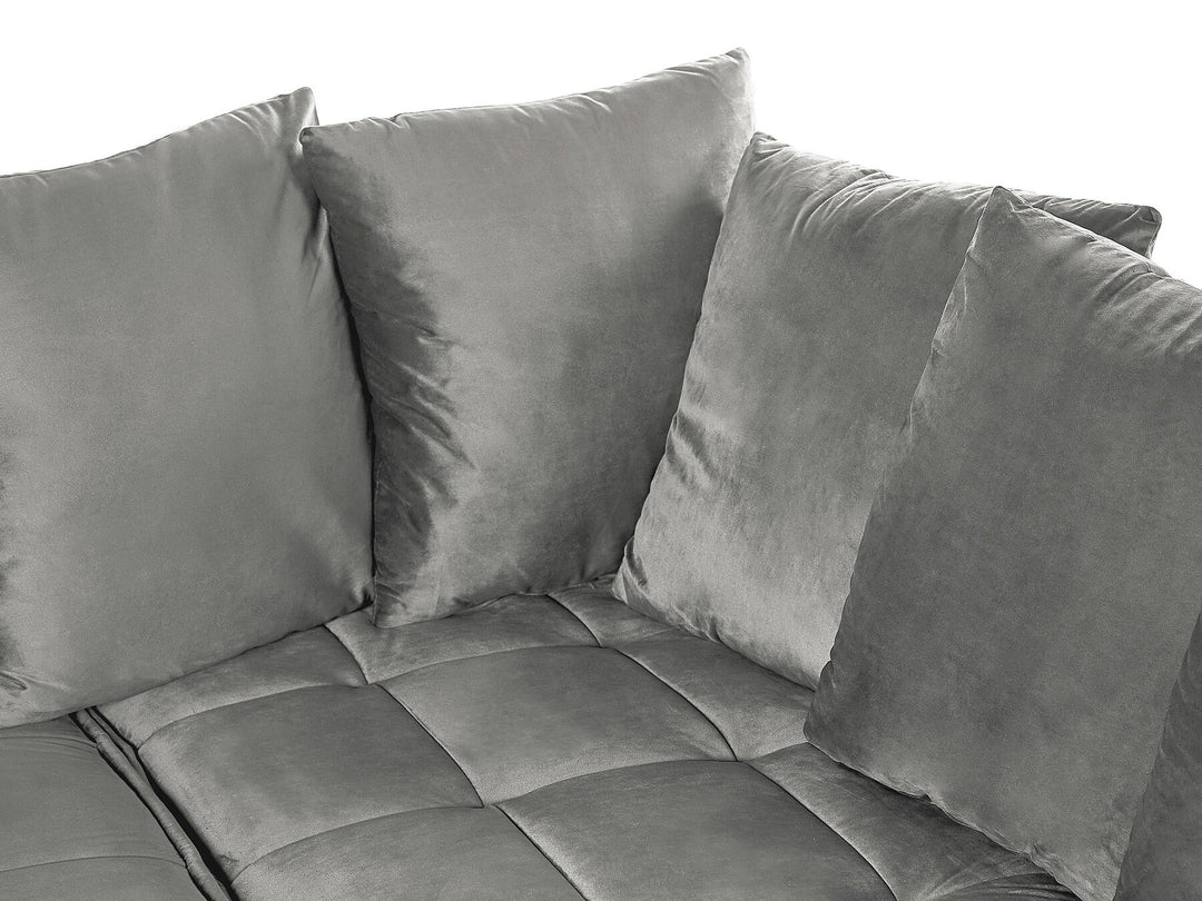 Grena Left Hand Velvet Corner Sofa Grey
