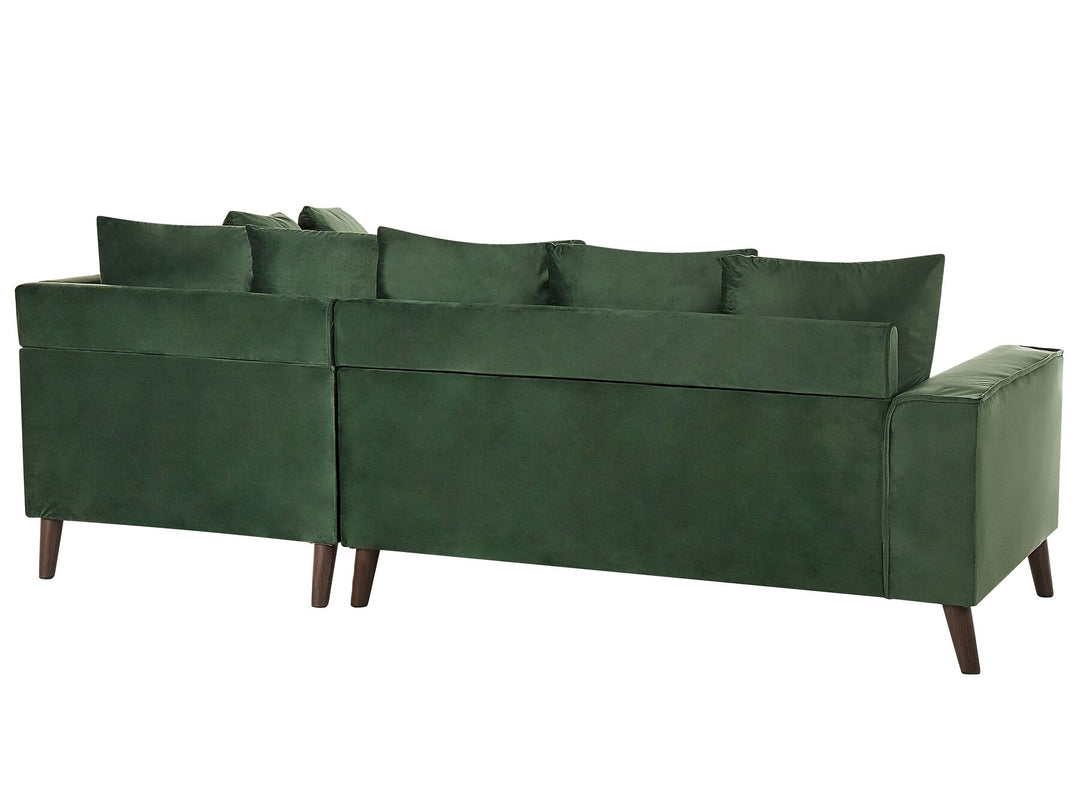 Grena Left Hand Velvet Corner Sofa Green