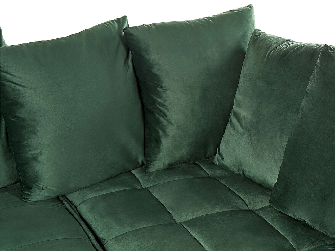 Grena Left Hand Velvet Corner Sofa Green