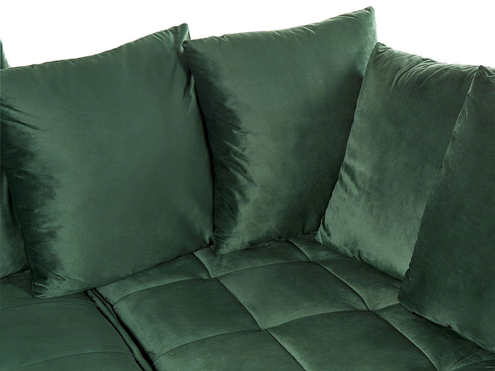 Grena Left Hand Velvet Corner Sofa Green