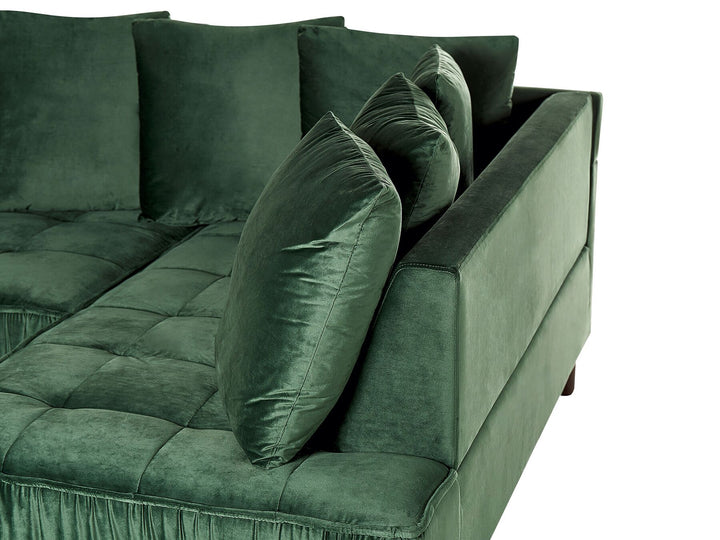 Grena Left Hand Velvet Corner Sofa Green