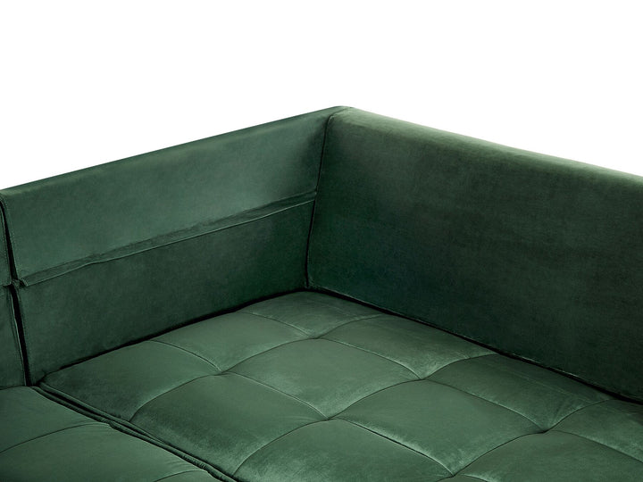 Grena Left Hand Velvet Corner Sofa Green