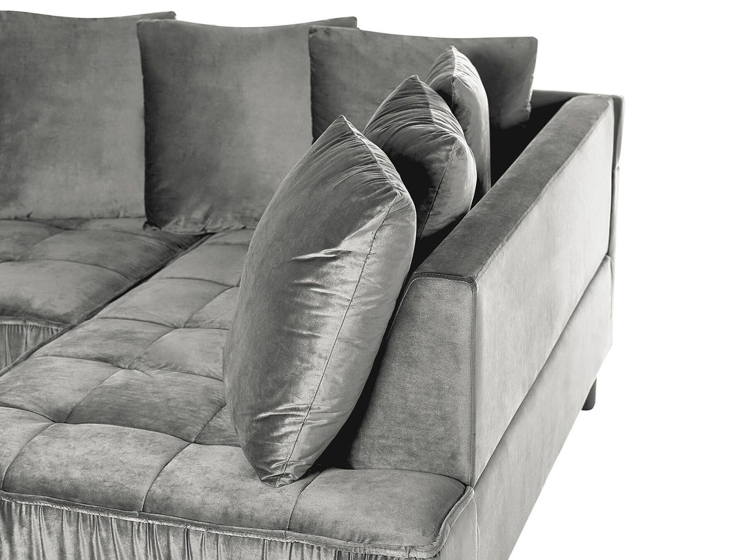 Grena Left Hand Velvet Corner Sofa Grey