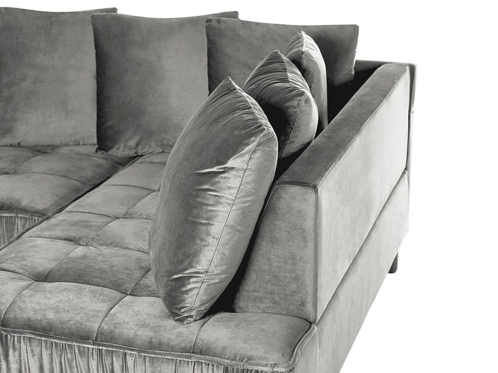 Grena Left Hand Velvet Corner Sofa Grey