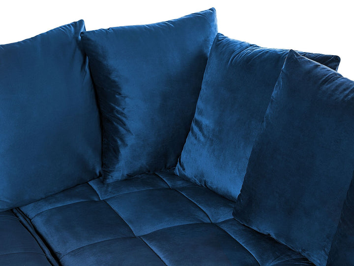 Grena Left Hand Velvet Corner Sofa Blue