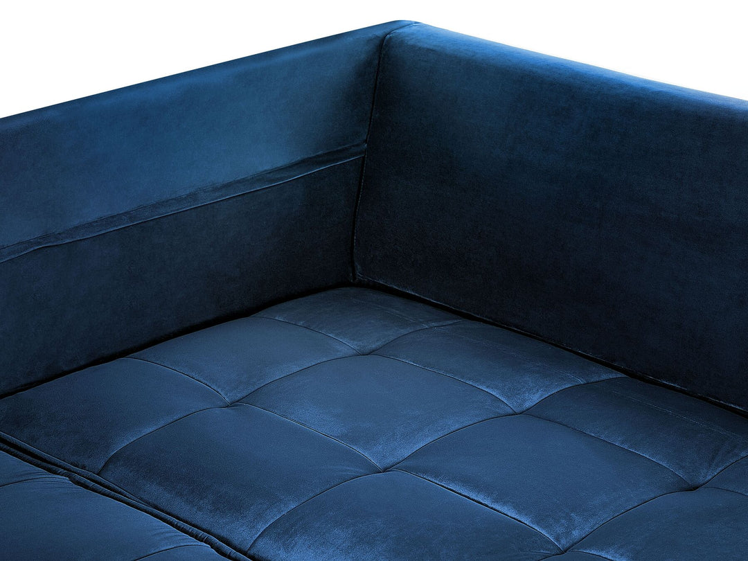 Grena Left Hand Velvet Corner Sofa Blue