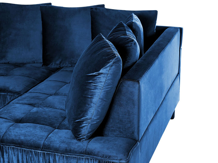 Grena Left Hand Velvet Corner Sofa Blue