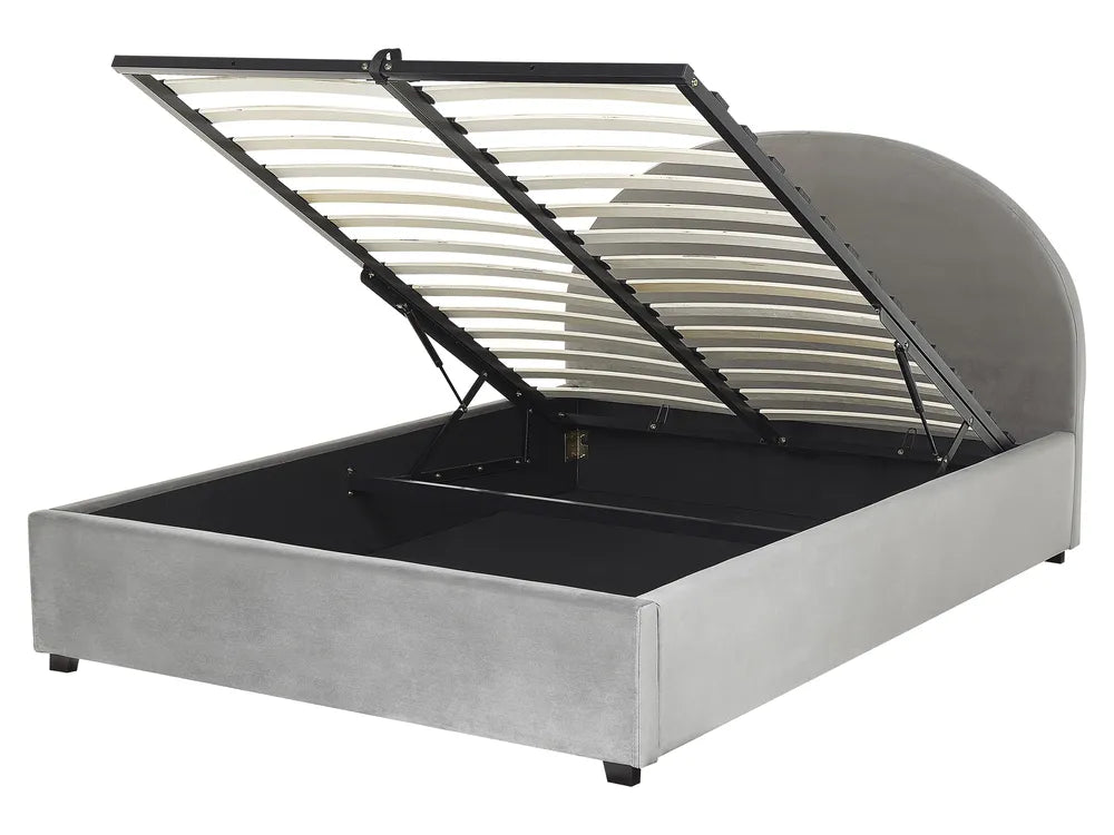 Ottoman Bed Velvet 160 x 200 cm (EU King Size) Light Grey Strandy