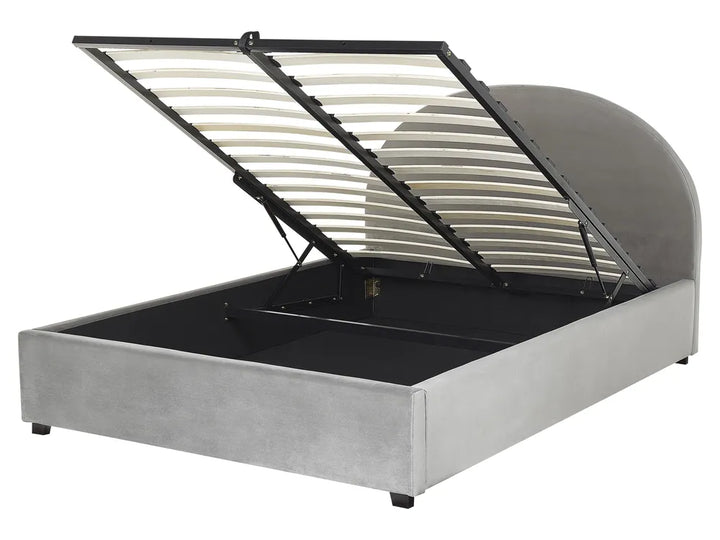 Ottoman Bed Velvet 160 x 200 cm (EU King Size) Light Grey Strandy